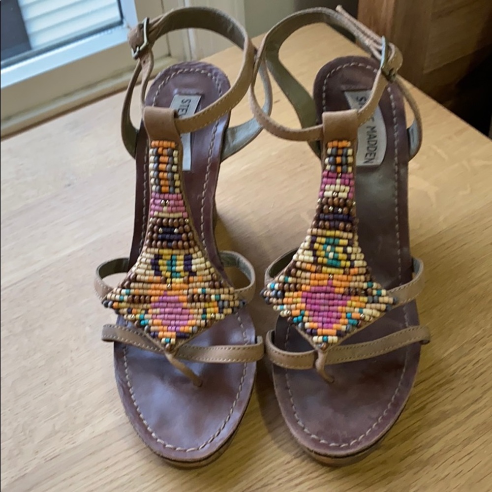 Steve Madden beaded cork wedges